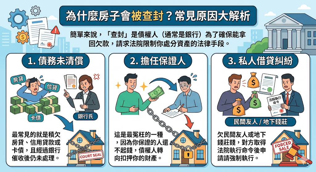 一、 為什麼房子會被查封?常見原因大解析